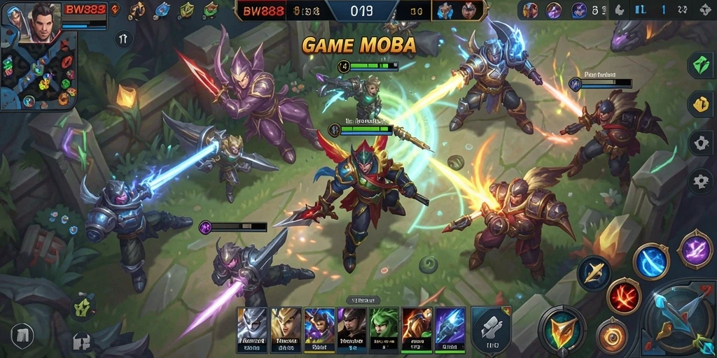Tampilan gameplay seru dari BW888 dengan aksi MOBA yang mendebarkan.