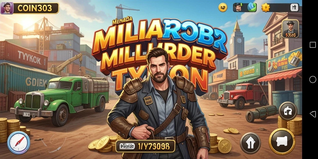 Tampilan screenshot gameplay COIN303 menampilkan interaksi bisnis yang dinamis.