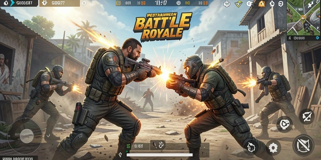 Menampilkan gameplay intens dalam pertarungan Battle Royale GOGO77.