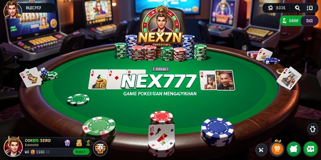 Tangkapan layar permainan NEX777 yang menunjukkan aksi poker yang menarik.