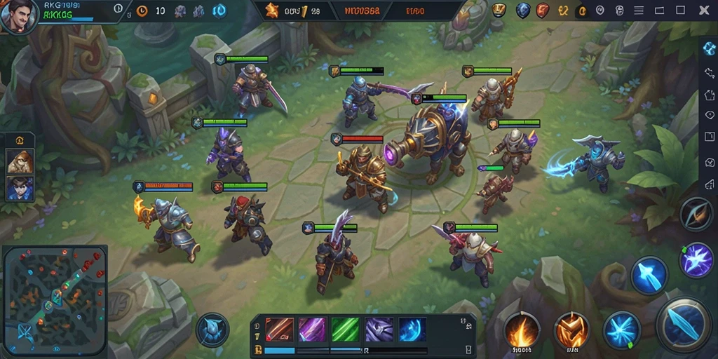 Tampilan gameplay seru dan strategi dalam RKGG MOBA.