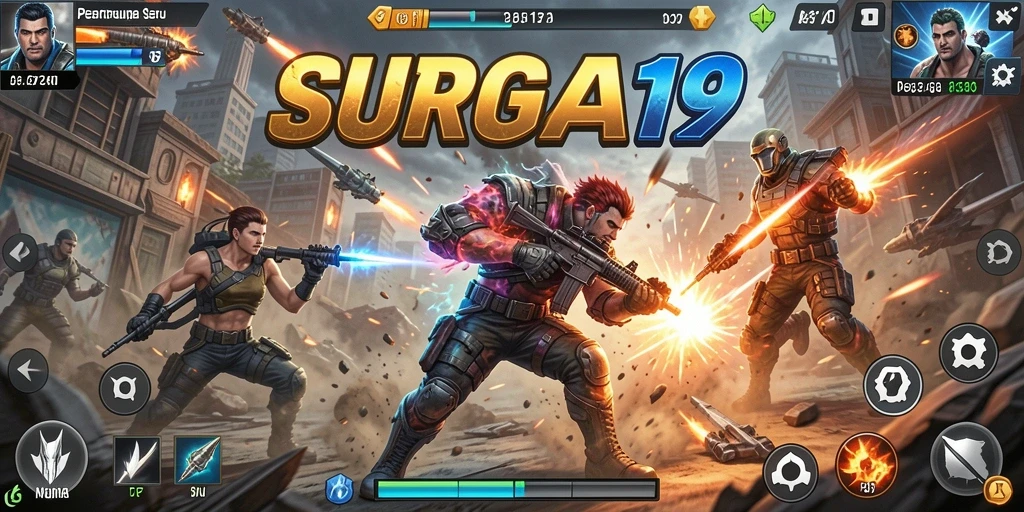 Gameplay action intens di SURGA19 dengan pertarungan seru.